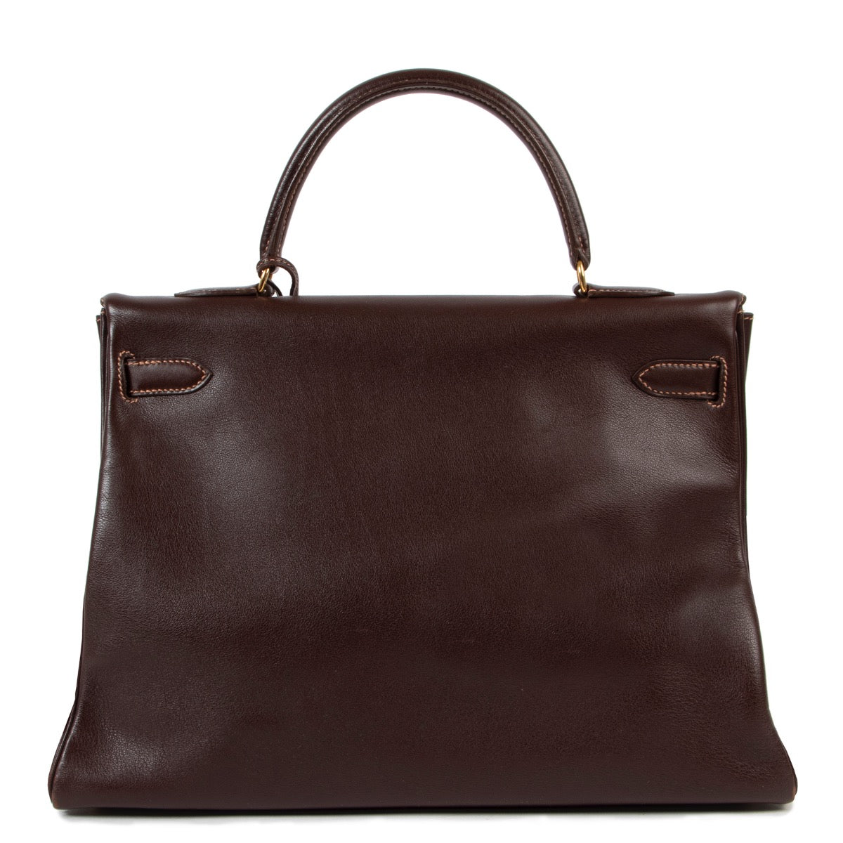 Buy an authentic second hand Hermès Kelly 35 Gulliver Leather Havane GHW at Labellov