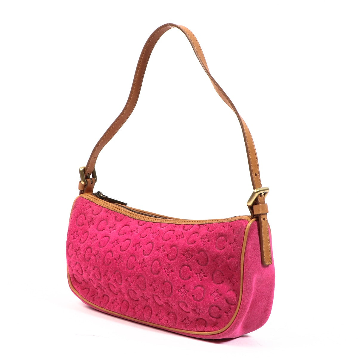 Celine Vintage Embossed Pink Suede Shoulder Bag for the best price at Labellov secondhand luxury. We buy and sell your authentic designer bags for the best price.