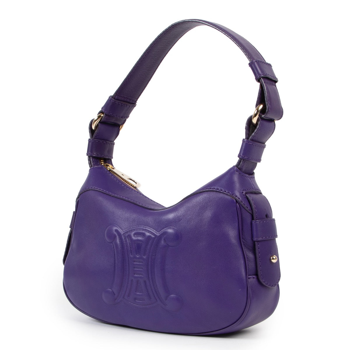 Shop safe online at Labellov in Antwerp this 100% authentic second hand Celine Dark Purple Leather Shoulder Bag