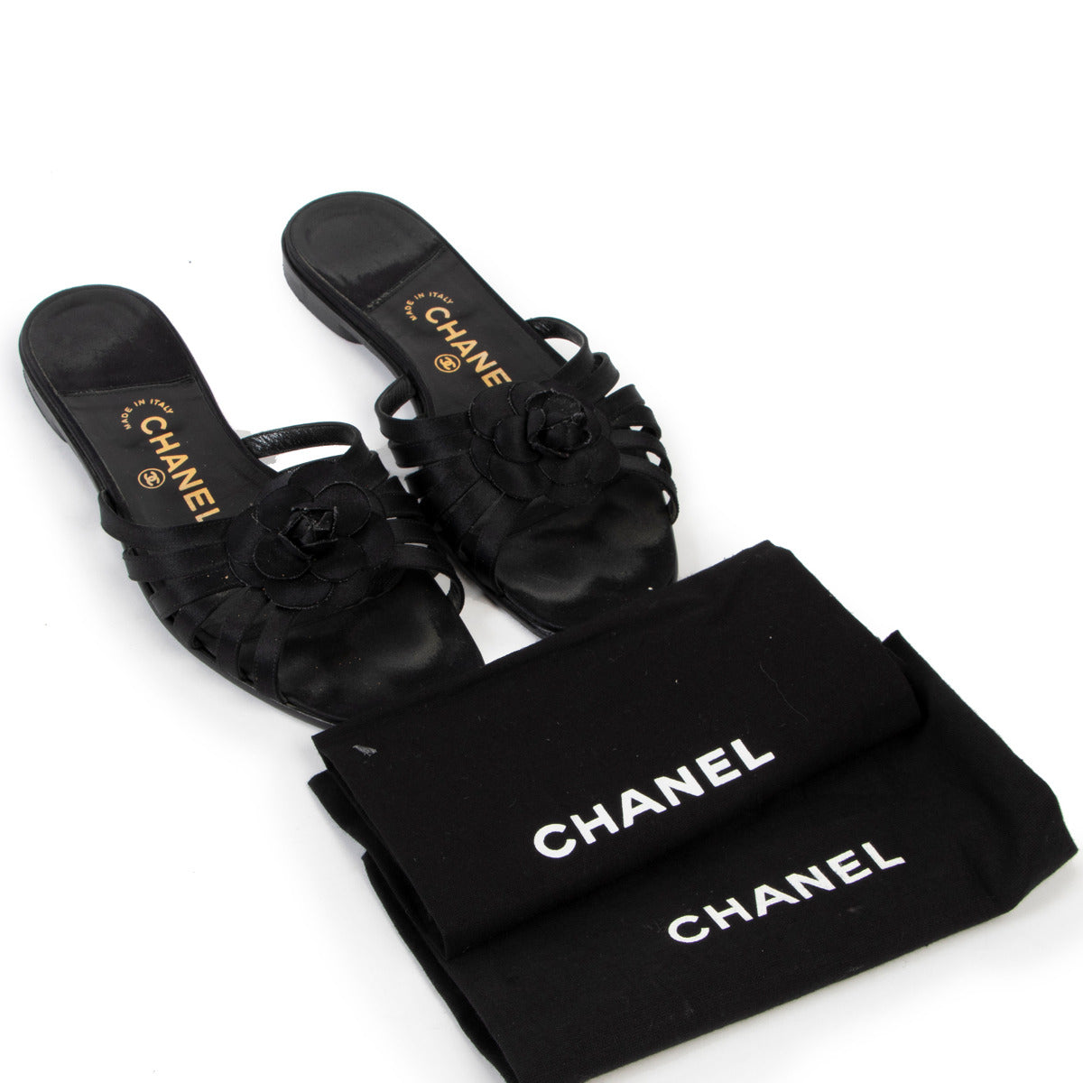 Chanel Black Camelia Sandals - size 39 for the best price at Labellov secondhand luxury in Antwerp