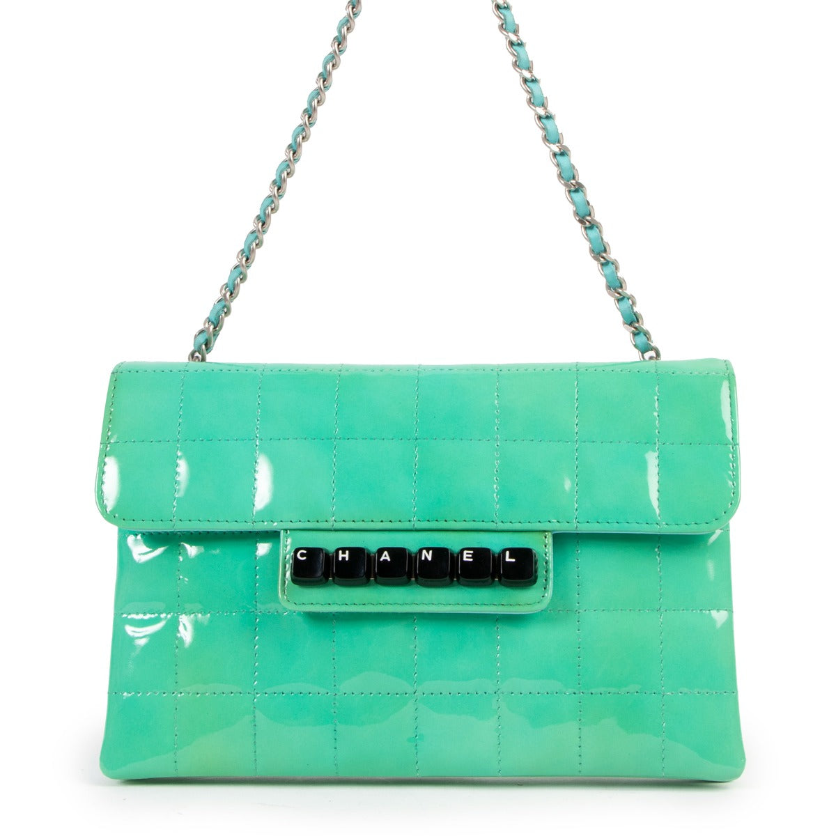 Chanel Green Patent Leather Keyboard Flap Bag