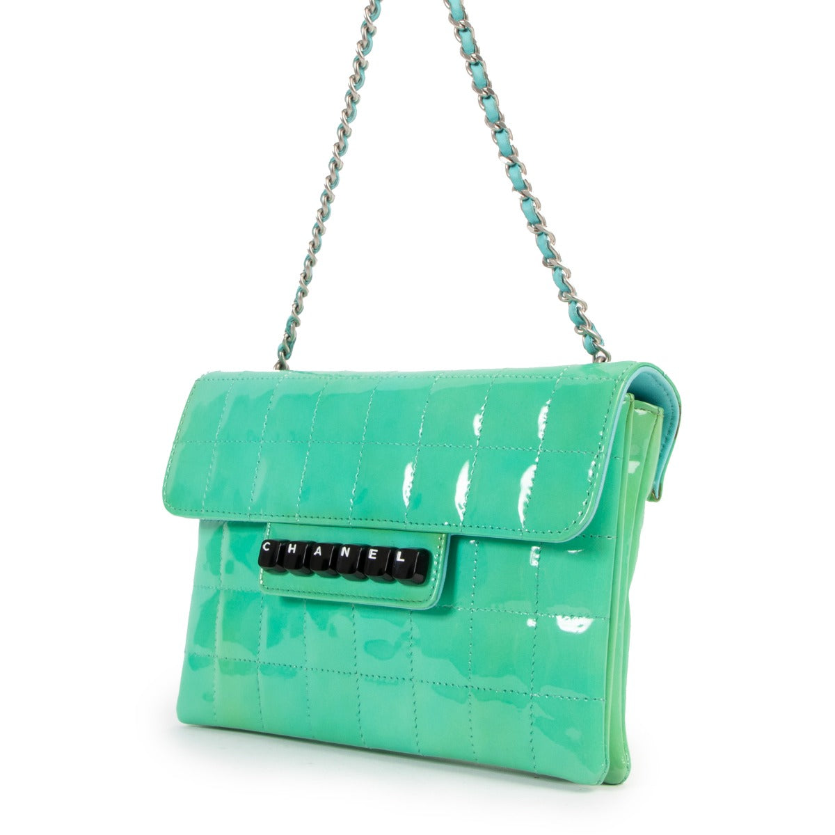 Chanel Green Patent Leather Keyboard Flap Bag