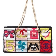 Chanel Multicolor Knit Needlepoint Lucky Charms Patchwork Shoulder Bag for the best price at Labellov secondhand luxury in Antwerp Belgium.