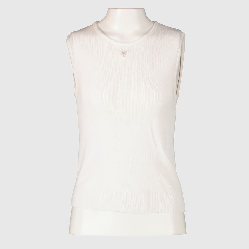 Haut sans manches en maille blanche Chanel 00C - Taille FR40