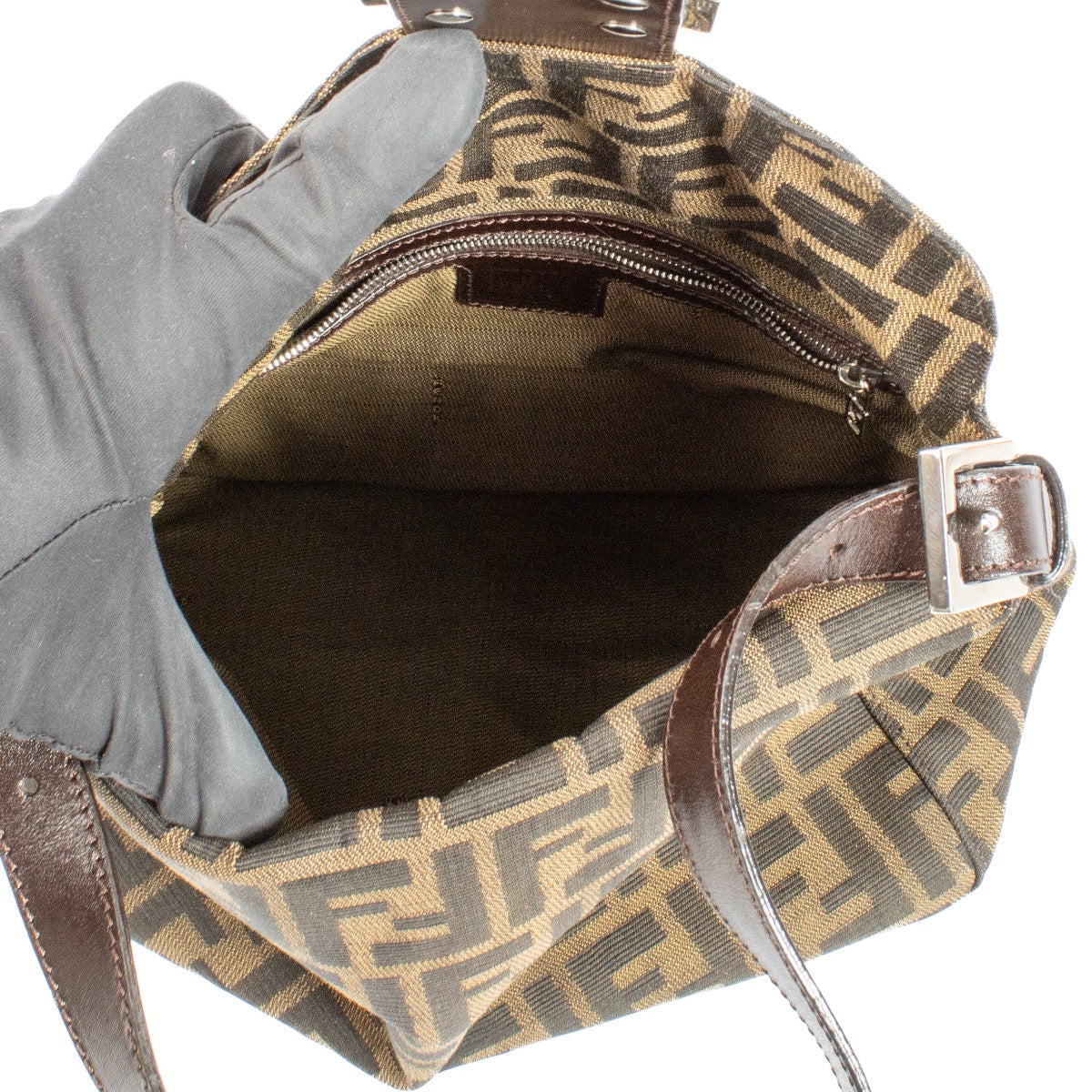Authentic second hand Fendi FF Zucca Mamma Baguette Bag on Labellov.com