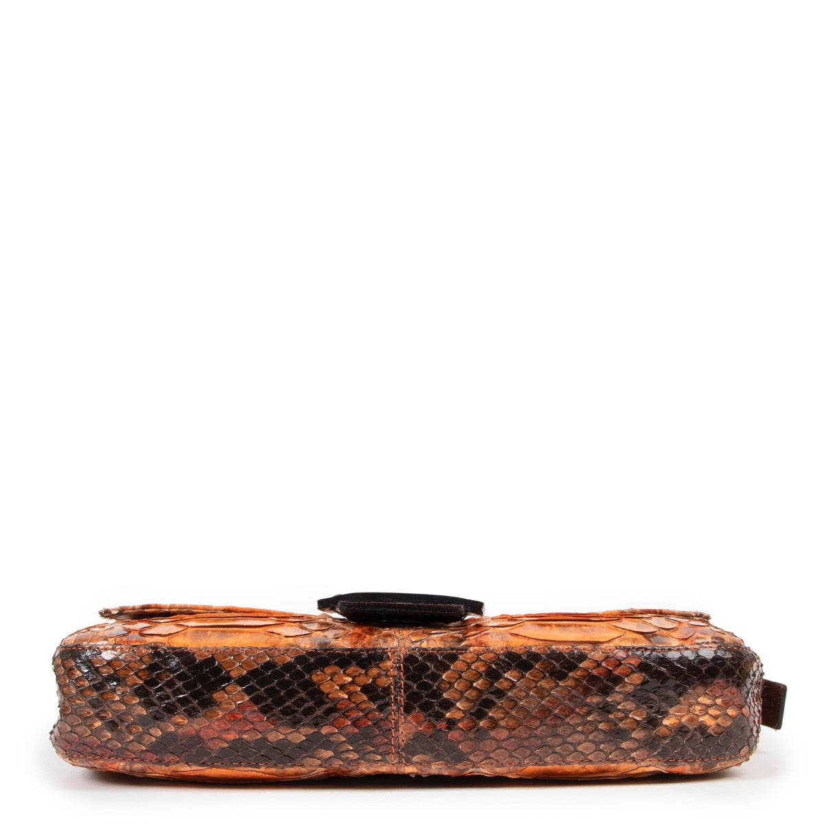 Shop safe online at Labellov in Antwerp this 100% authentic second hand Fendi Orange Painted Python Baguette Shoulder Bag
