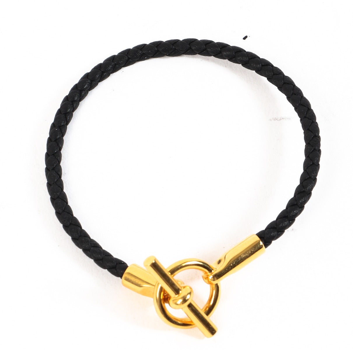 Buy an authentic-second hand Hermès Black Calfskin Leather Glenan Bracelet in very good condition at Labellov in Antwerp.
