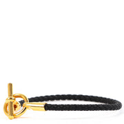 Buy an authentic-second hand Hermès Black Calfskin Leather Glenan Bracelet in very good condition at Labellov in Antwerp.