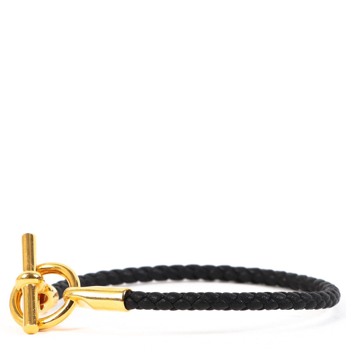 Buy an authentic-second hand Hermès Black Calfskin Leather Glenan Bracelet in very good condition at Labellov in Antwerp.