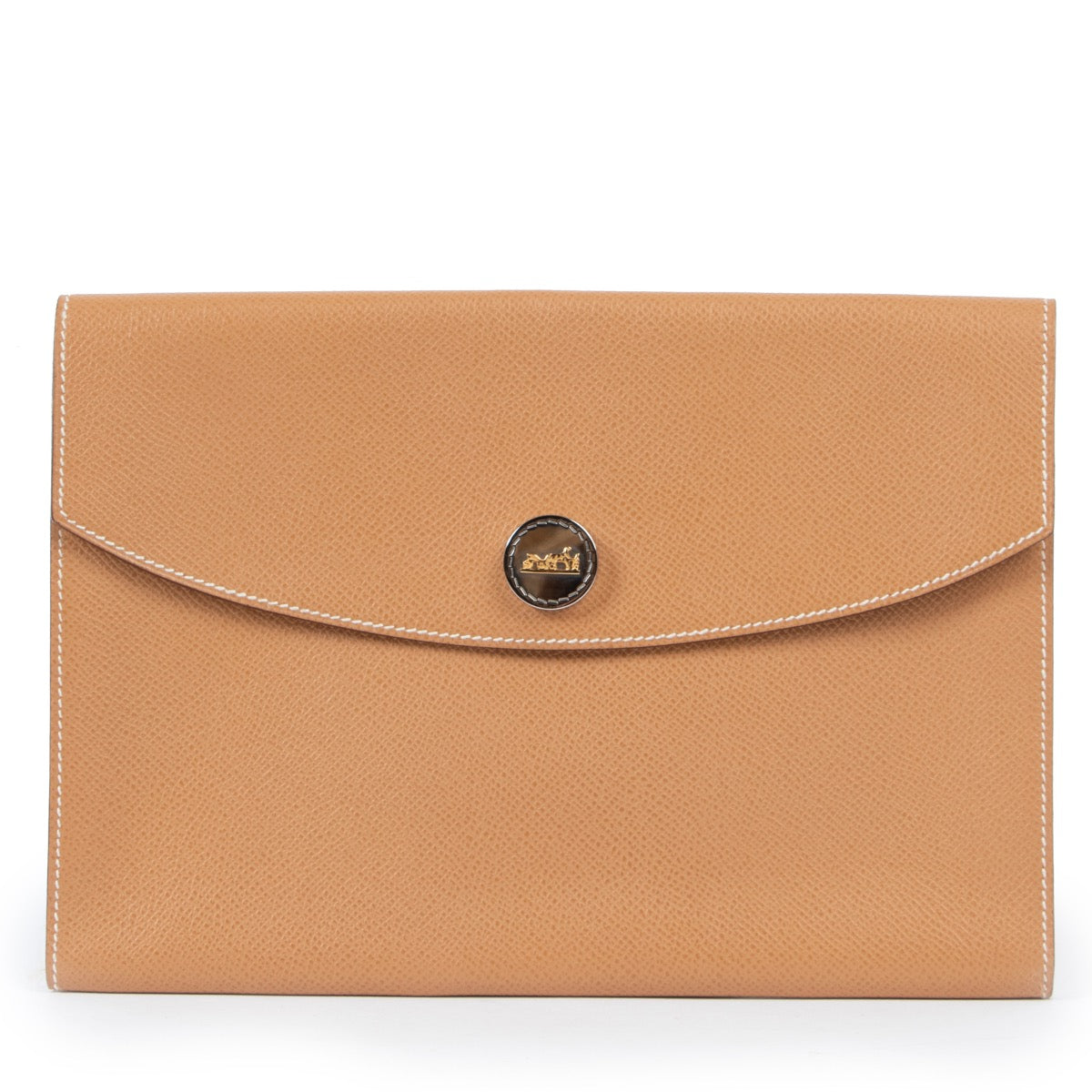 Shop safe online at Labellov in Antwerp this 100% authentic second hand Hermès Brown Leather Clutch