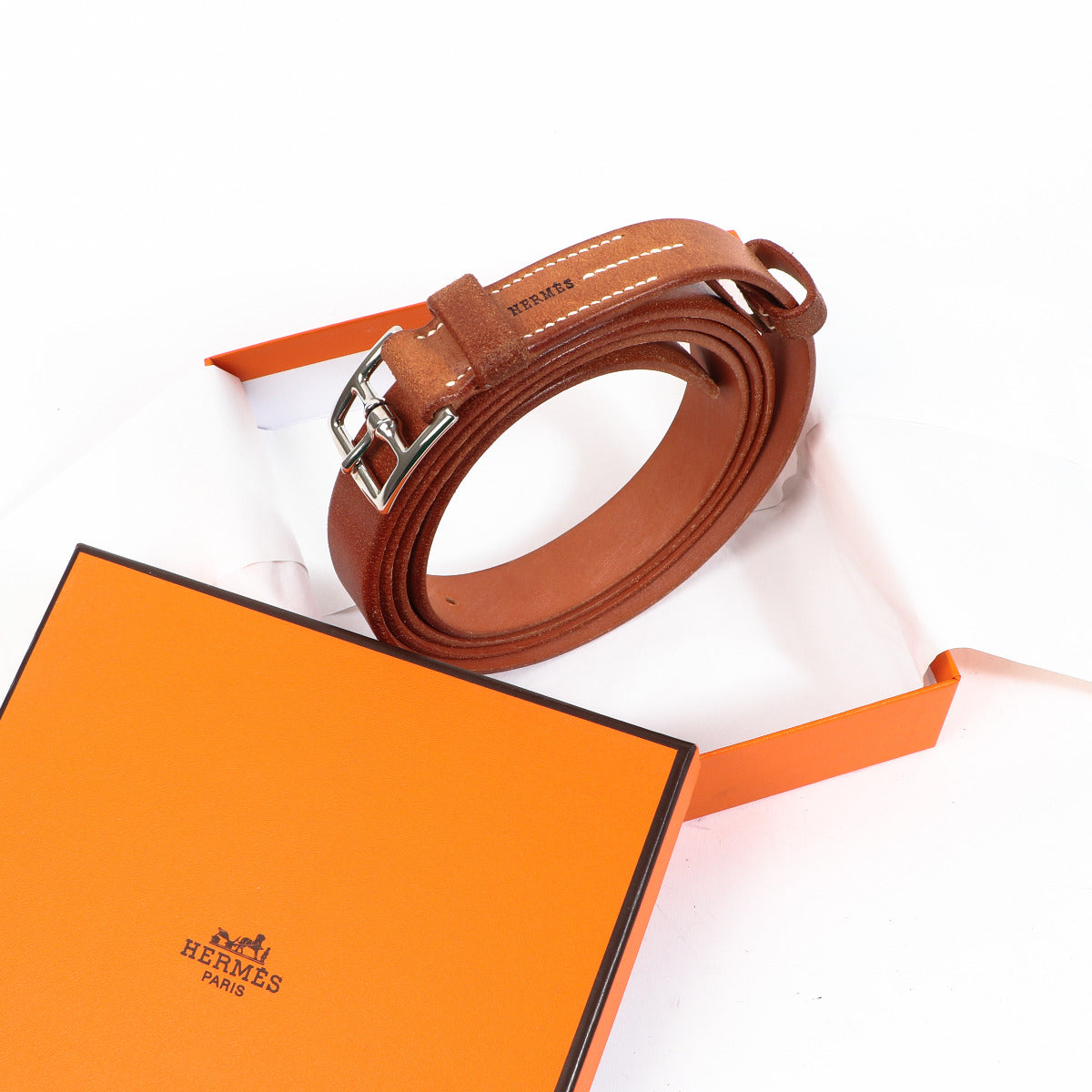 Hermès Cognac Etriviere Double Tour Belt