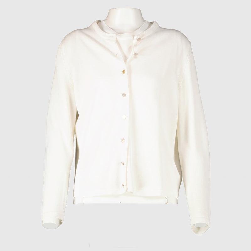 Authentic pre-loved Hermès White Top/Cardigan Set - Size M on Labellov.com