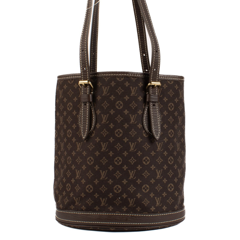 Shop safe online at Labellov in Antwerp, Brussels and Knokke this 100% authentic second hand Louis Vuitton Ebene Monogram Lin Bucket Bag