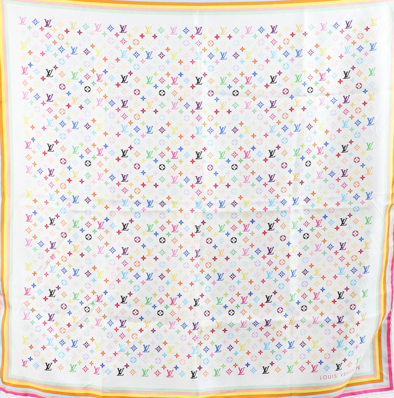 Buy an authentic second-hand Louis Vuitton Multicolor Monogram Murakami Silk Scarf in very good condition at Labellov in Antwerp.