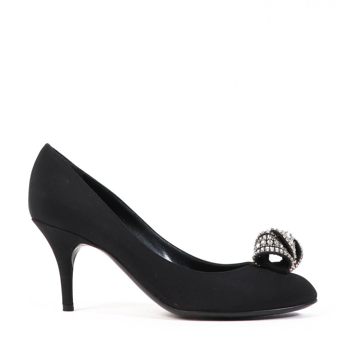 Buy authentic second-hand Sergio Rossi Black Leather Crystal Heels in Size 39 1/2 in very good condition at Labellov in Antwerp.