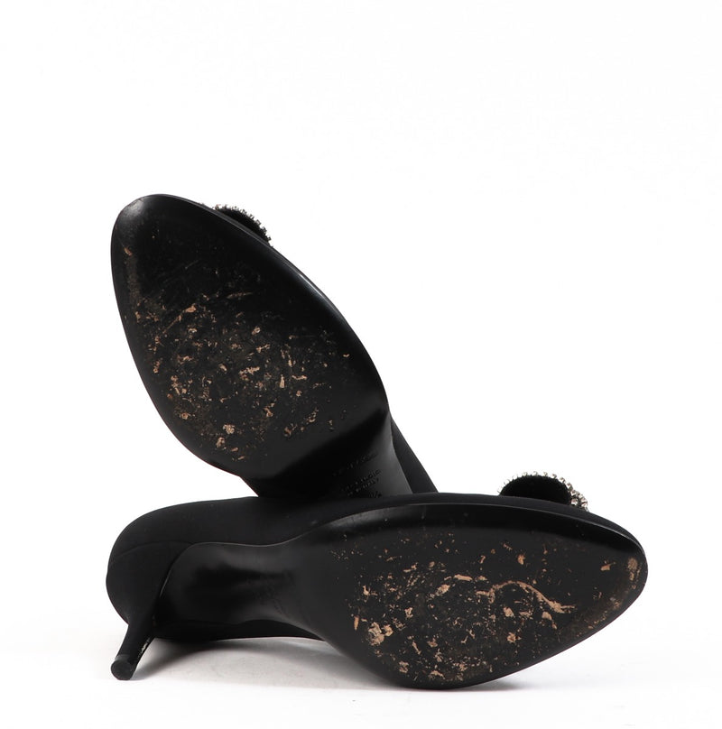 Buy authentic second-hand Sergio Rossi Black Leather Crystal Heels in Size 39 1/2 in very good condition at Labellov in Antwerp.