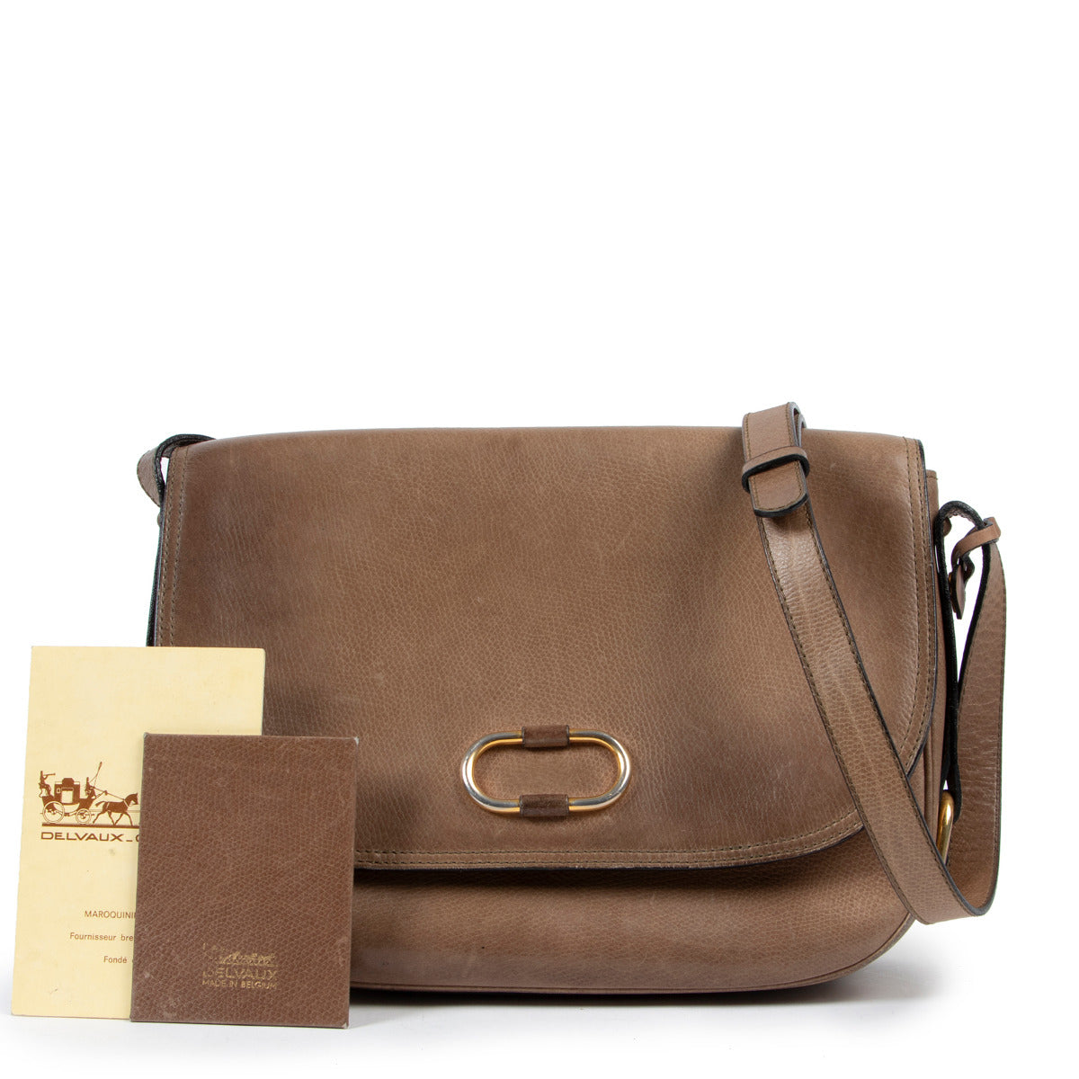 Sac bandoulière Delvaux vintage taupe