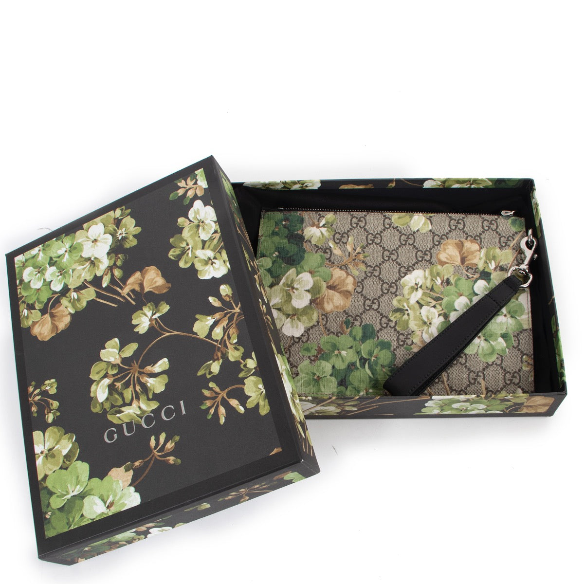 Shop safe online at Labellov in Antwerp this 100% authentic second hand Gucci Monogram Blooms Small Zip Pouch