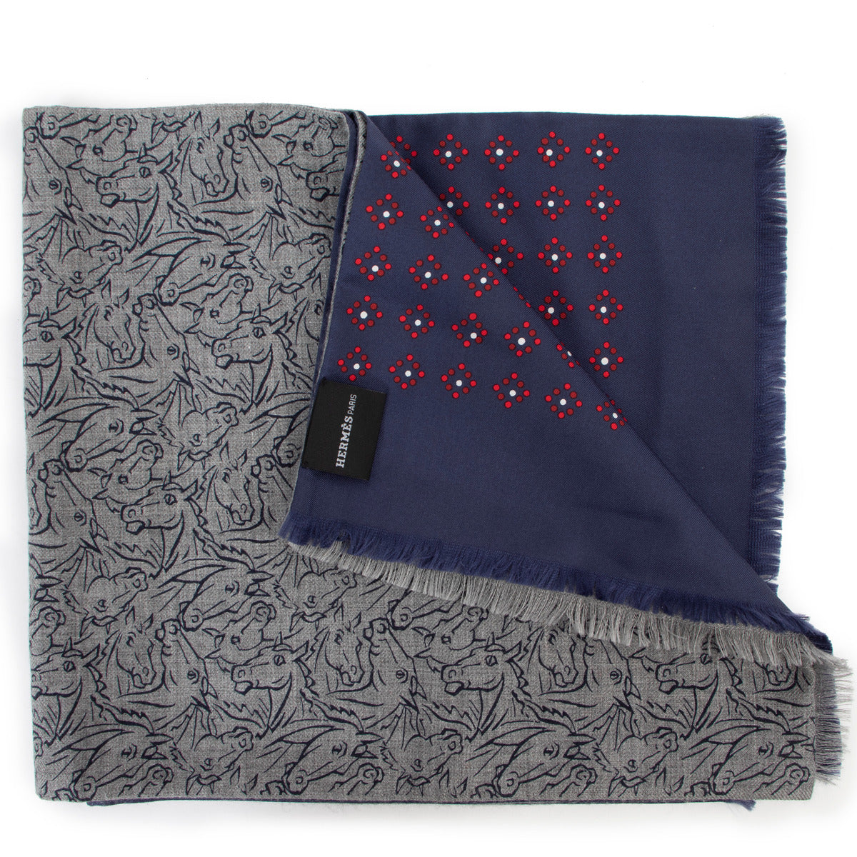 Hermès Horse Print Cashmere and Silk Scarf for the best price at Labellov