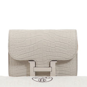 Hermès Constance Compact Wallet Beton Mat Alligator Palladium