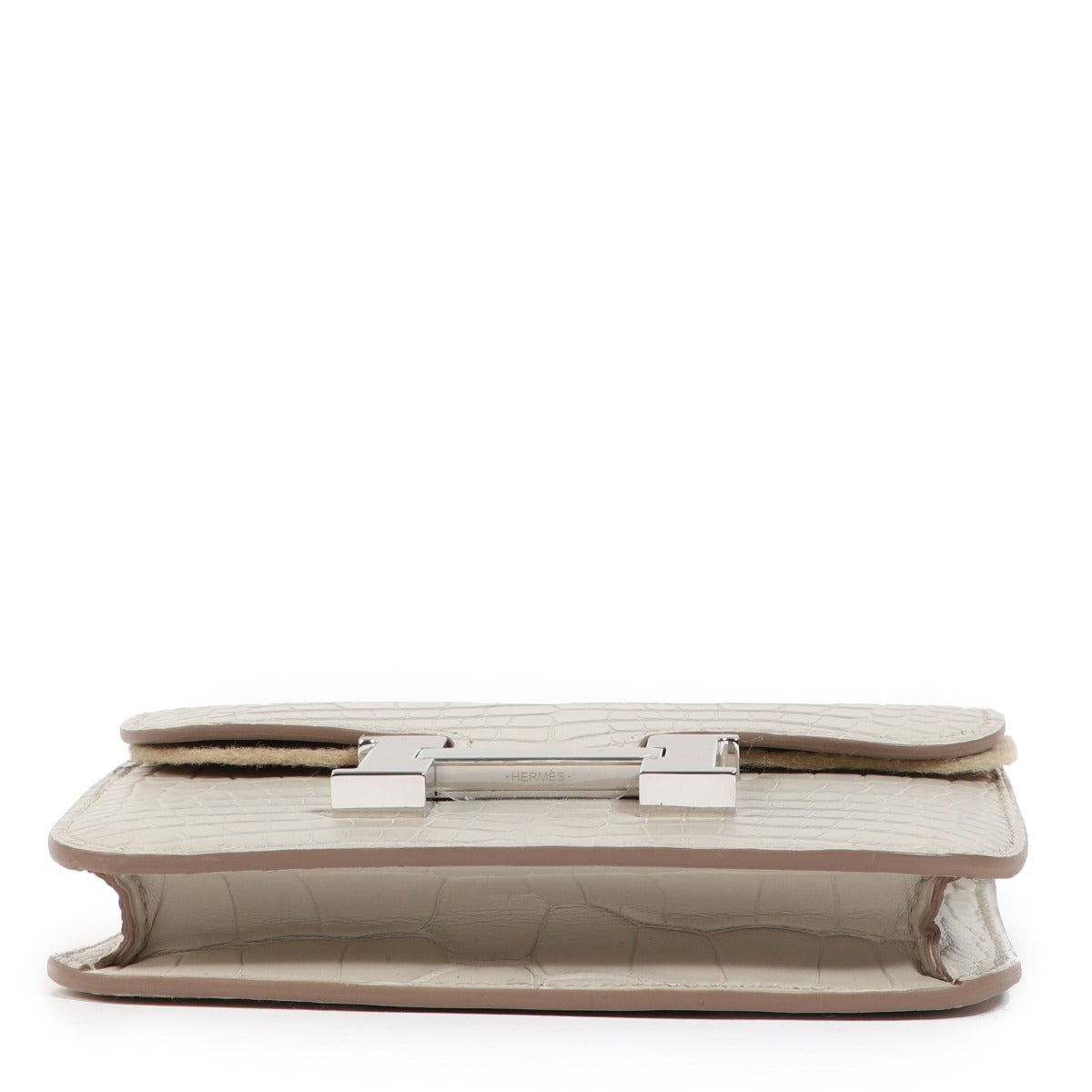 Portefeuille Hermès Constance Slim Alligator Mat Beton QH Palladium