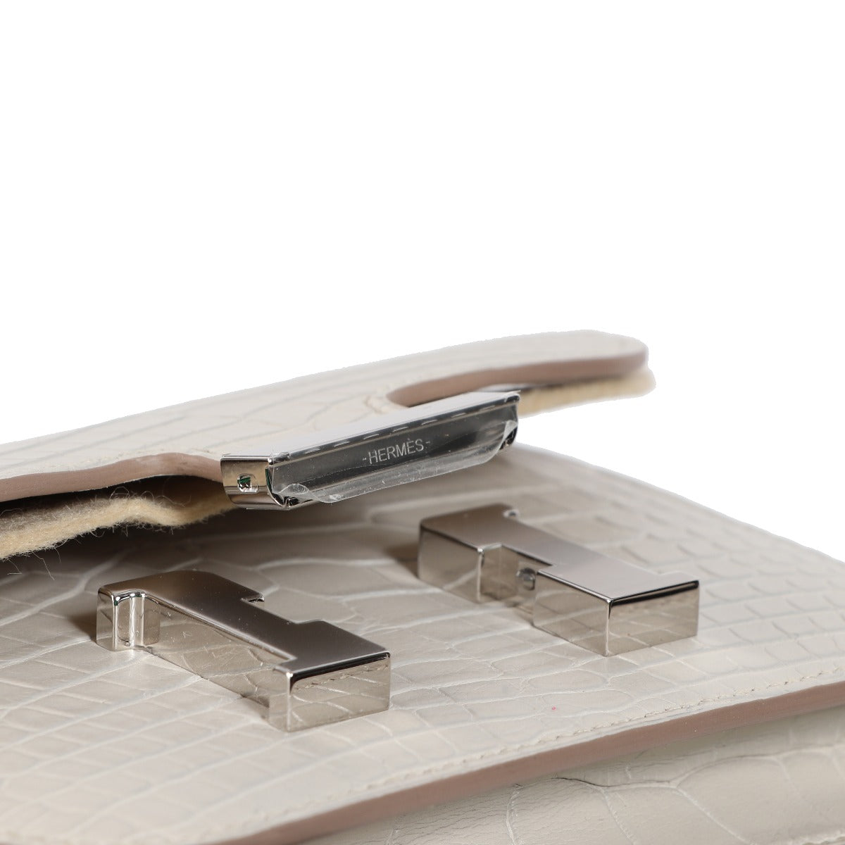 Portefeuille Hermès Constance Slim Alligator Mat Beton QH Palladium