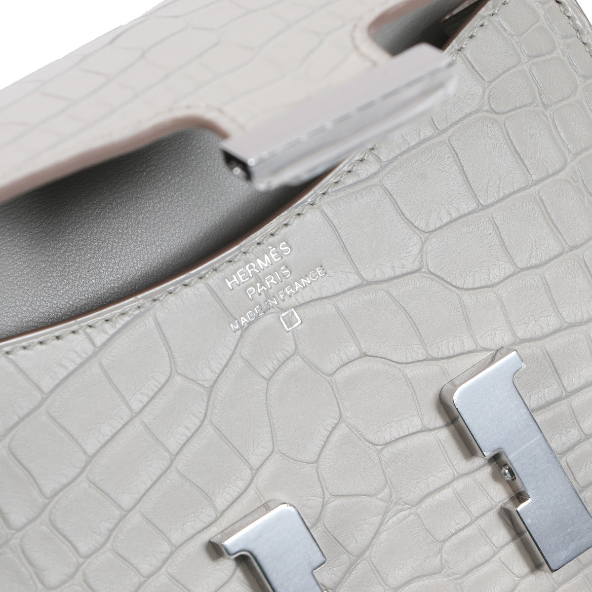 Portefeuille Hermès Constance Slim Alligator Mat Beton QH Palladium