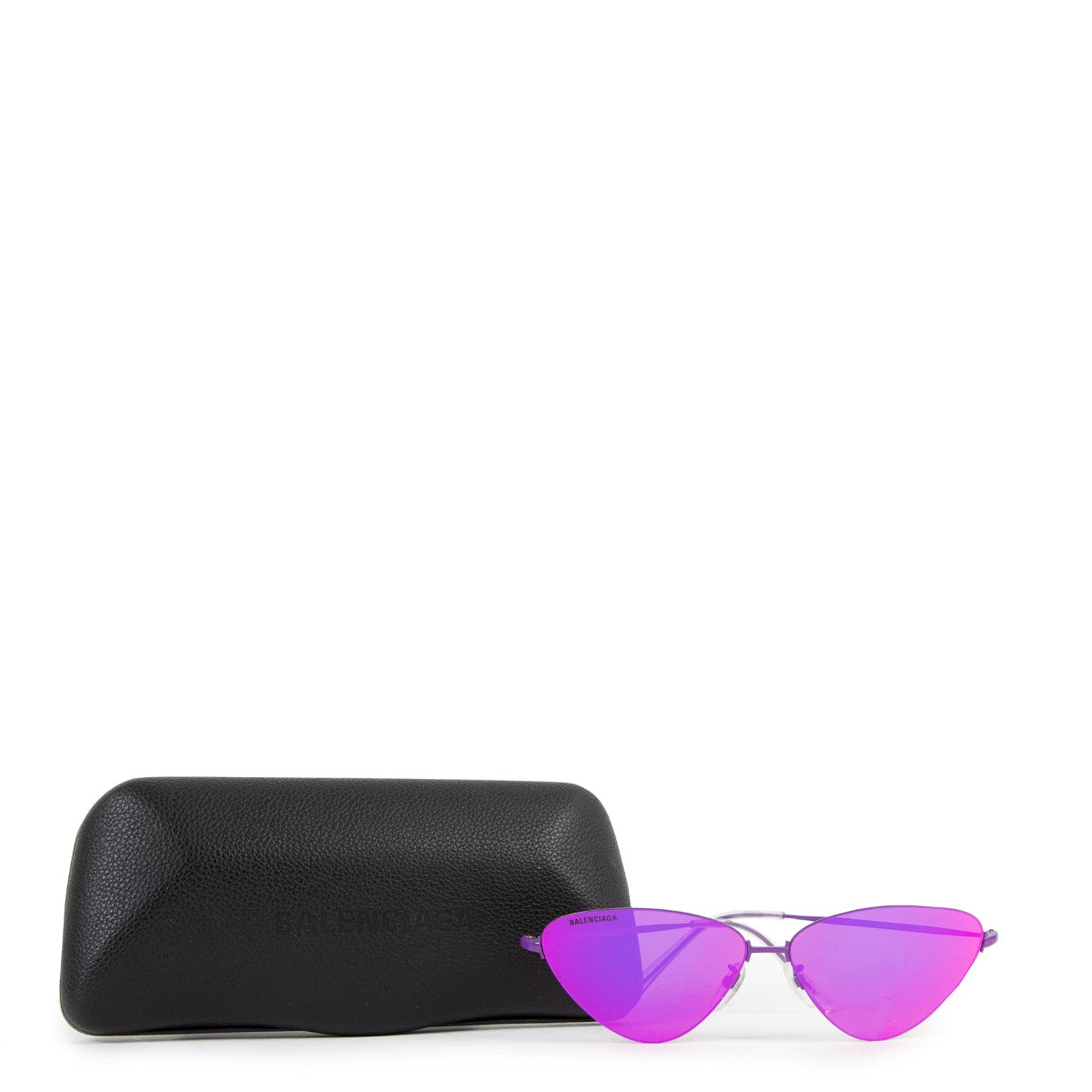 Balenciaga Purple Invisible Cat-Eye Mirrored Sunglasses