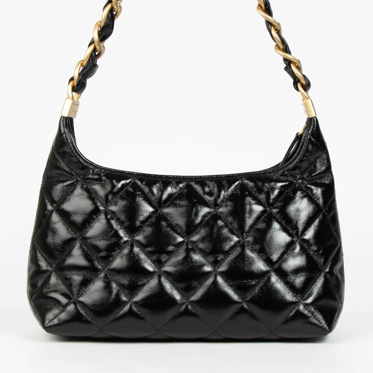 Shop 100% authentic second hand Chanel Black Lambskin Patent Hobo Bag on Labellov.com.