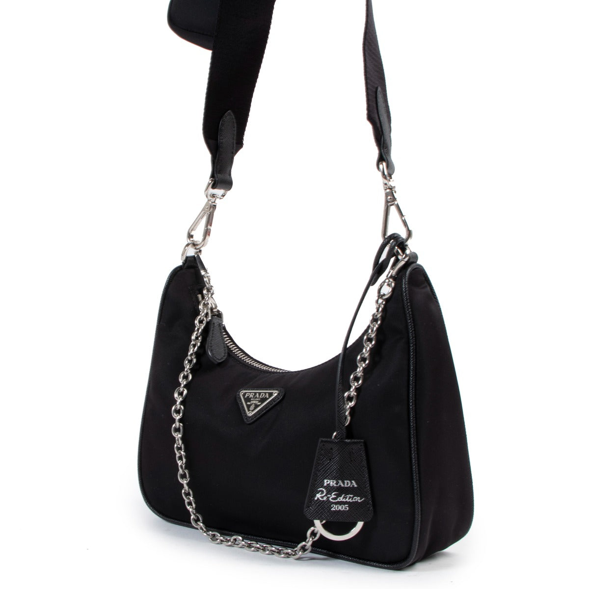 shop authentic luxury designer vintage Prada Black Re-Edition 2005 second hand Re-Nylon Bag