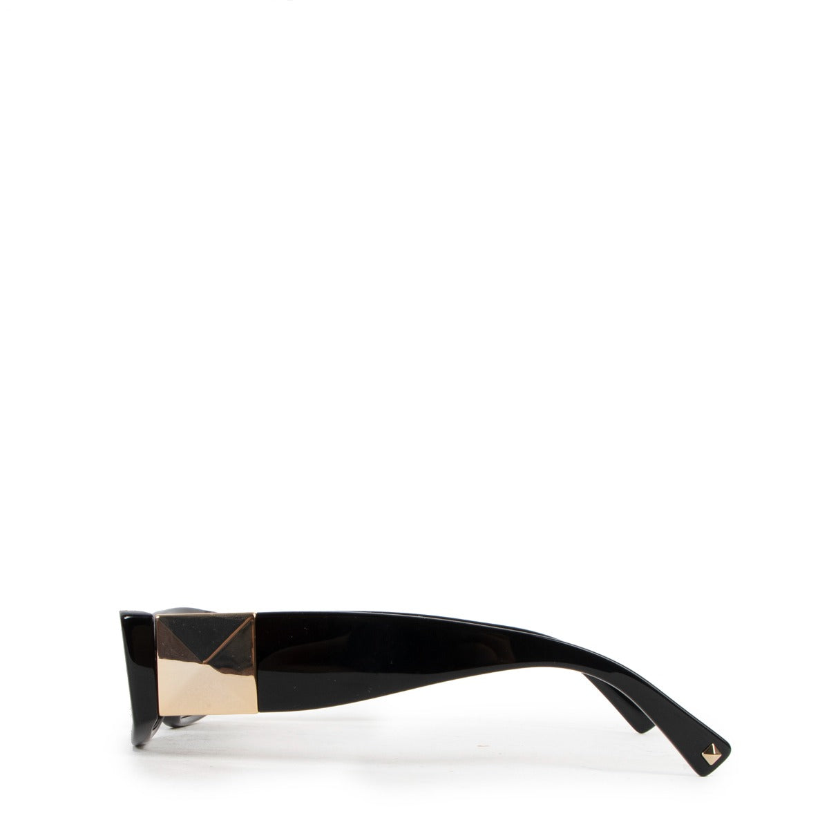Valentino Garavani Black Roman Stud Rectangular Frame Sunglasses