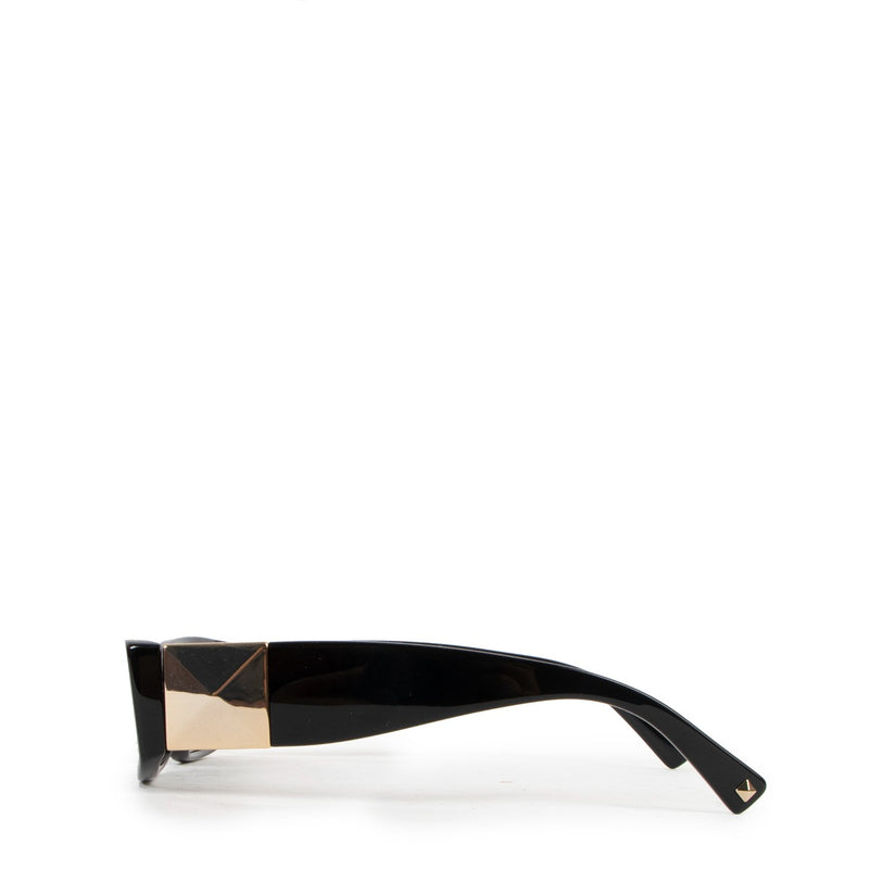 Valentino Garavani Black Roman Stud Rectangular Frame Sunglasses