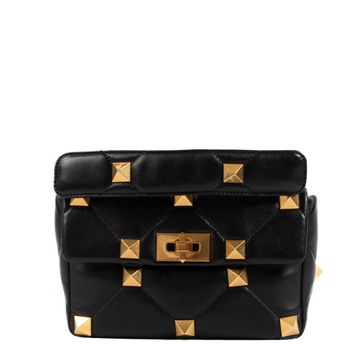 Shop safe online at Labellov in Antwerp this 100% authentic second hand Valentino Garavani Black Medium Roman Stud Bag
