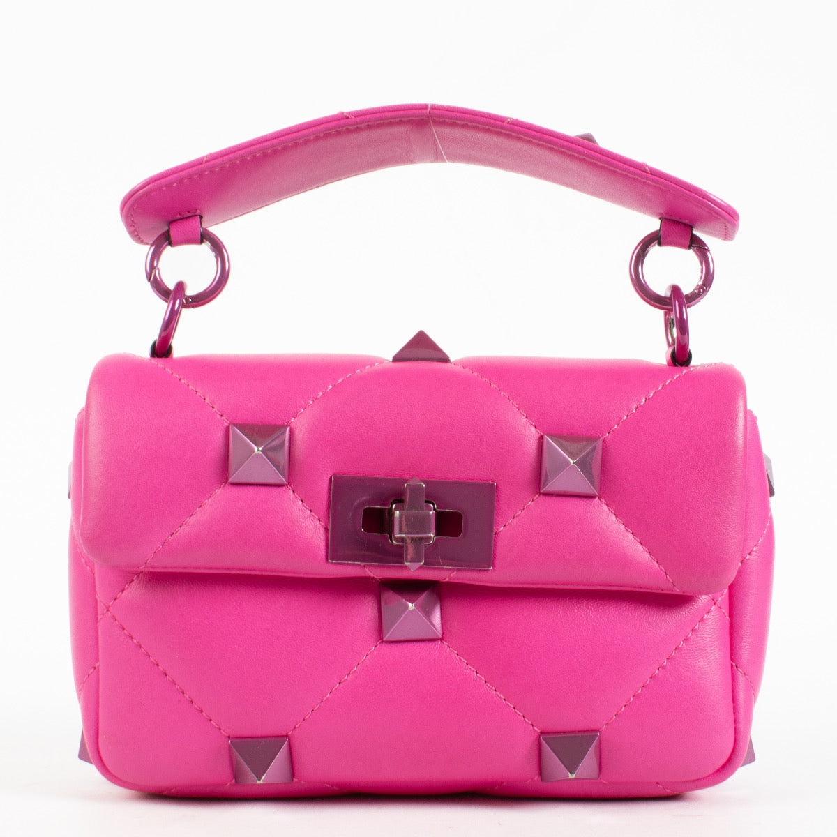 Authentic Second Hand Valentino Garavani Pink Small Roman Stud Bag on Labellov.com