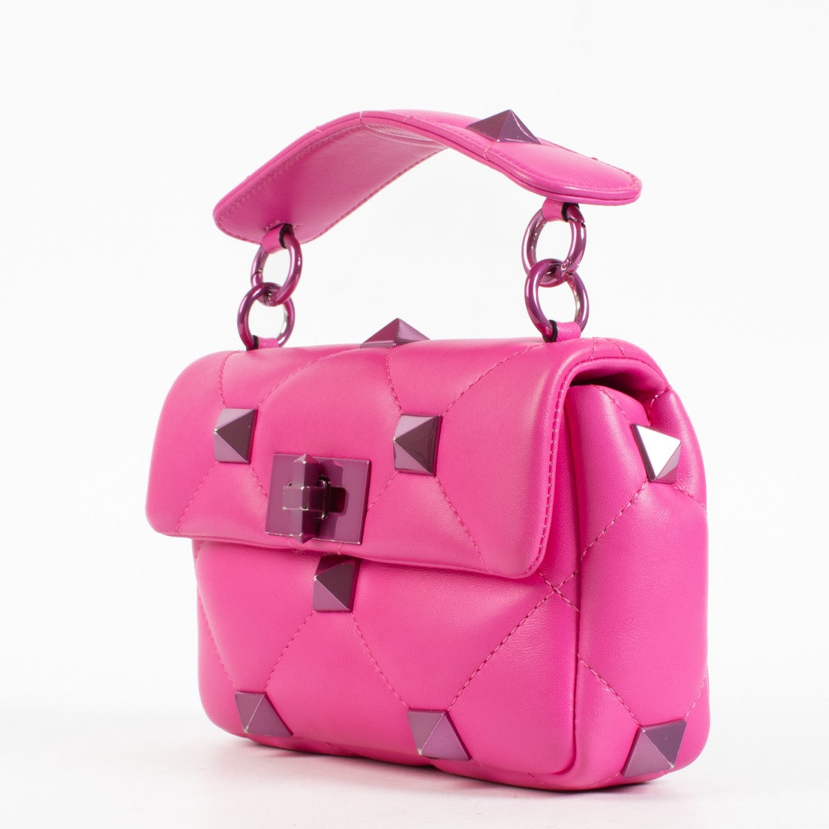 Authentic Second Hand Valentino Garavani Pink Small Roman Stud Bag on Labellov.com