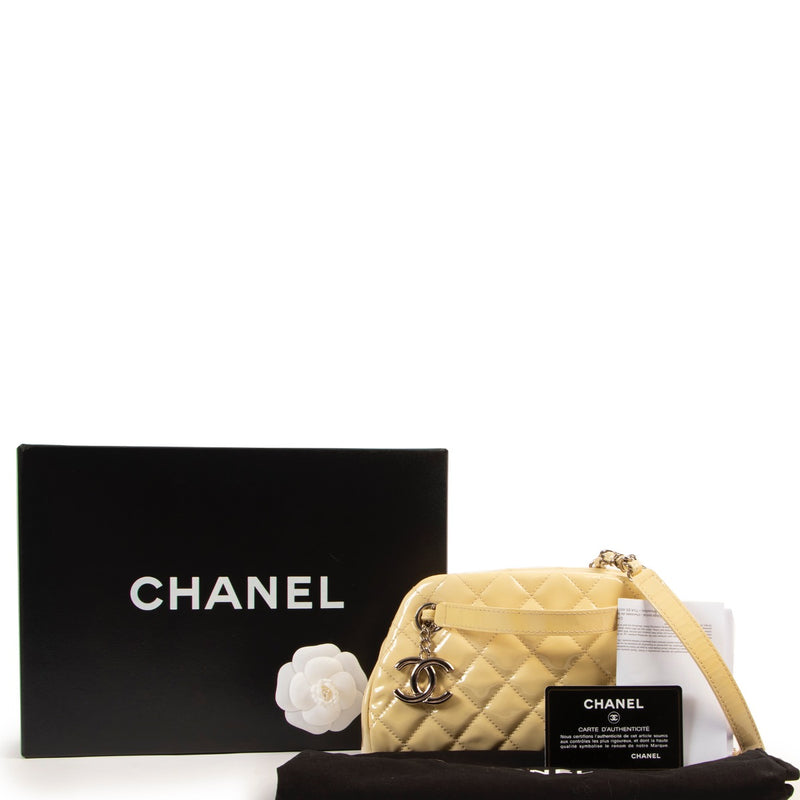 Chanel Patent Creme  Petite Shopping Shoulder Bag
