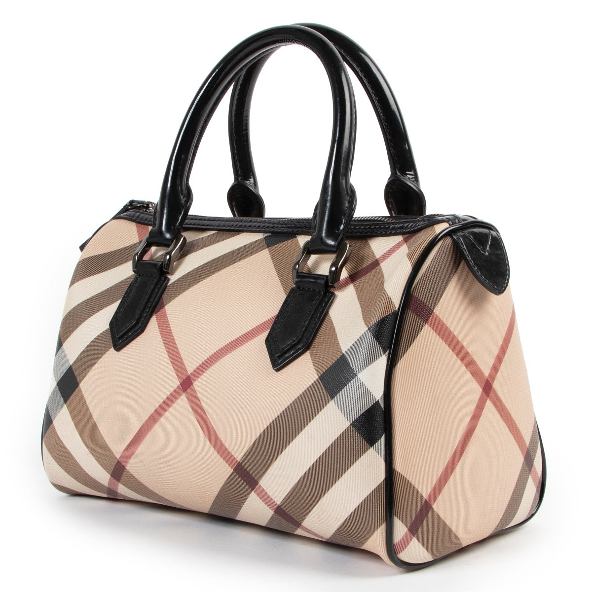 shop safe online Burberry Nova Check Boston Top Handle