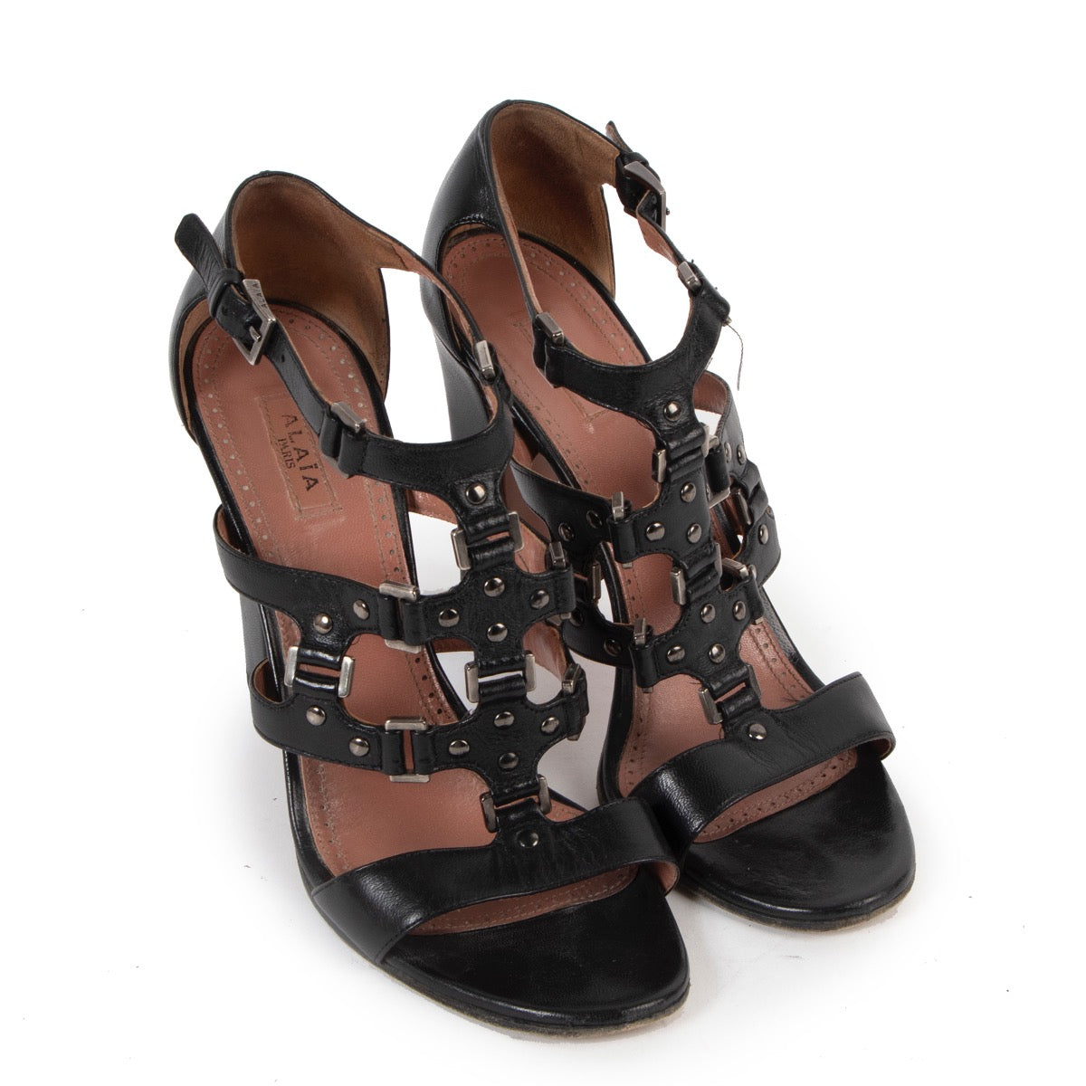 Shop safe online at Labellov in Antwerp these 100% authentic second hand Alaia Black Studded Strappy Sandals - size 39