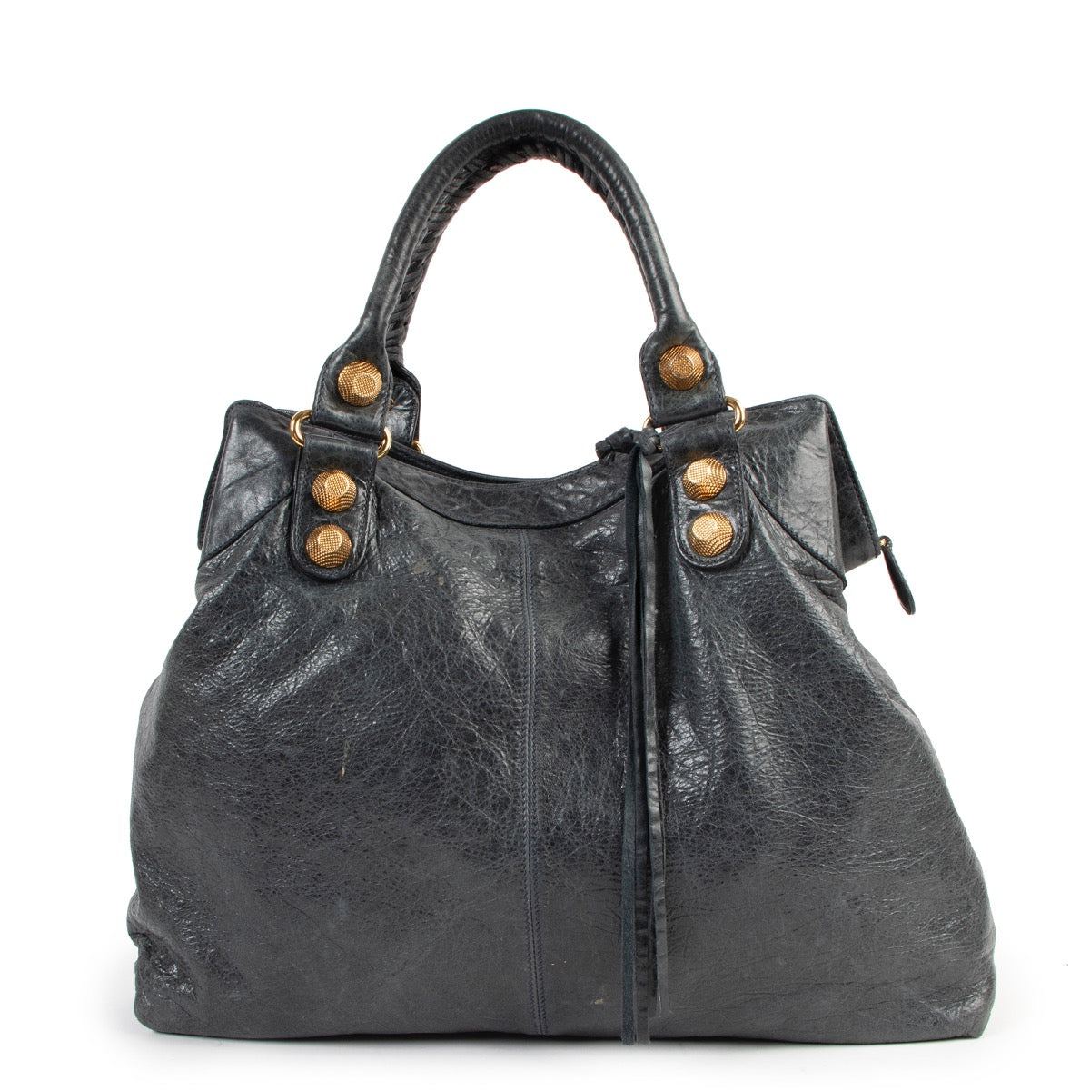 Shop authentic second hand classic city Balenciaga Teal Lambskin Gold Giant 21 Brief Bag at Labellov in Antwerp