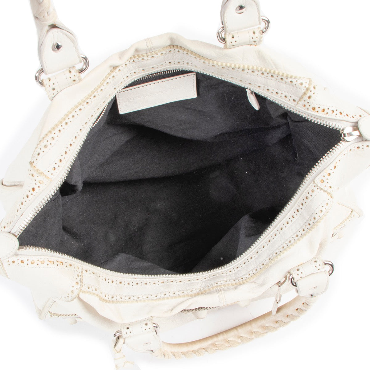 Shop authentic second hand Balenciaga Classic City White Giant 21 Brogue Work Handbag