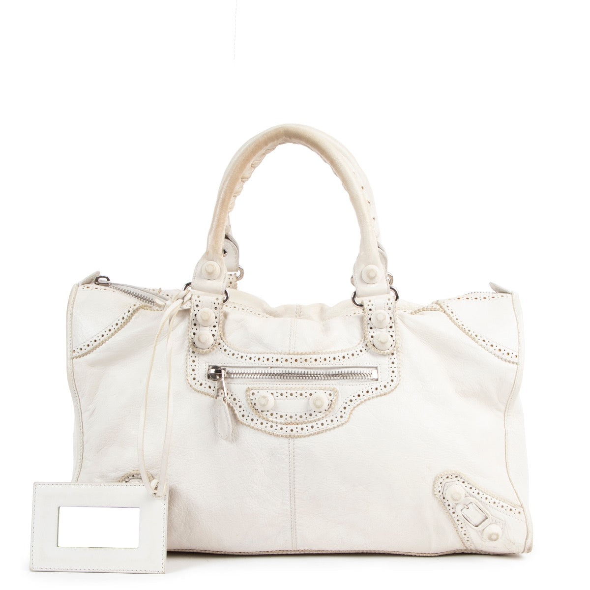 Shop authentic second hand Balenciaga Classic City White Giant 21 Brogue Work Handbag