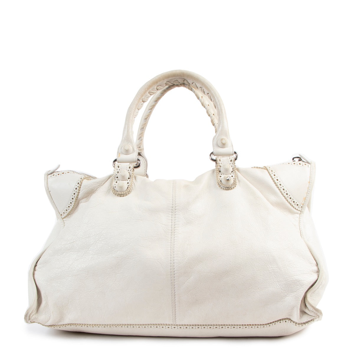 Shop authentic second hand Balenciaga Classic City White Giant 21 Brogue Work Handbag