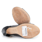 Buy authentic second hand Chanel Black shimmer Peeptoe Heels - size 38 in very good condition at Labellov in Antwerp.