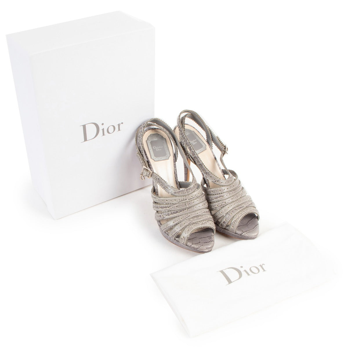Christian Dior Grey Python Strappy High Heels