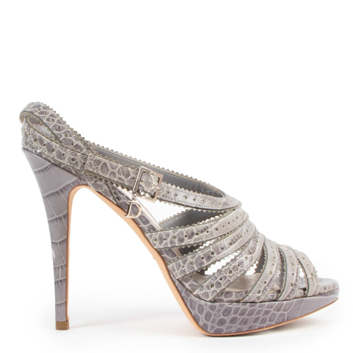 Christian Dior Grey Python Strappy High Heels