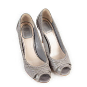 Buy online authentic second hand Christian Dior Grey Crocodile Embossed Open toe Pumps in very good condition at Labellov in Antwerp.