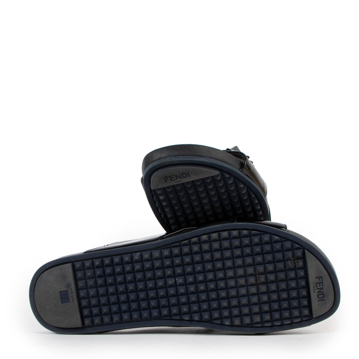 Fendi Manor Zwarte Lakleren Flowerland Sandalen - Maat 39