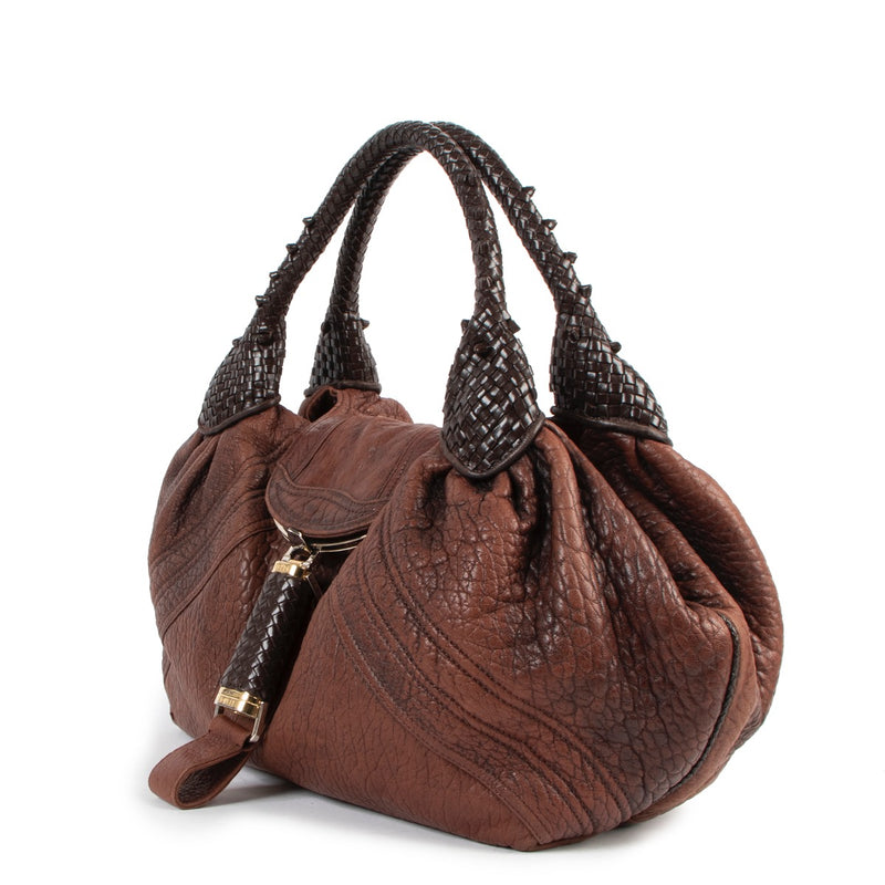 Buy online an authentic second hand Fendi Brown Leather Spy Shoulder Bag in very good condition at Labellov in Antwerp.