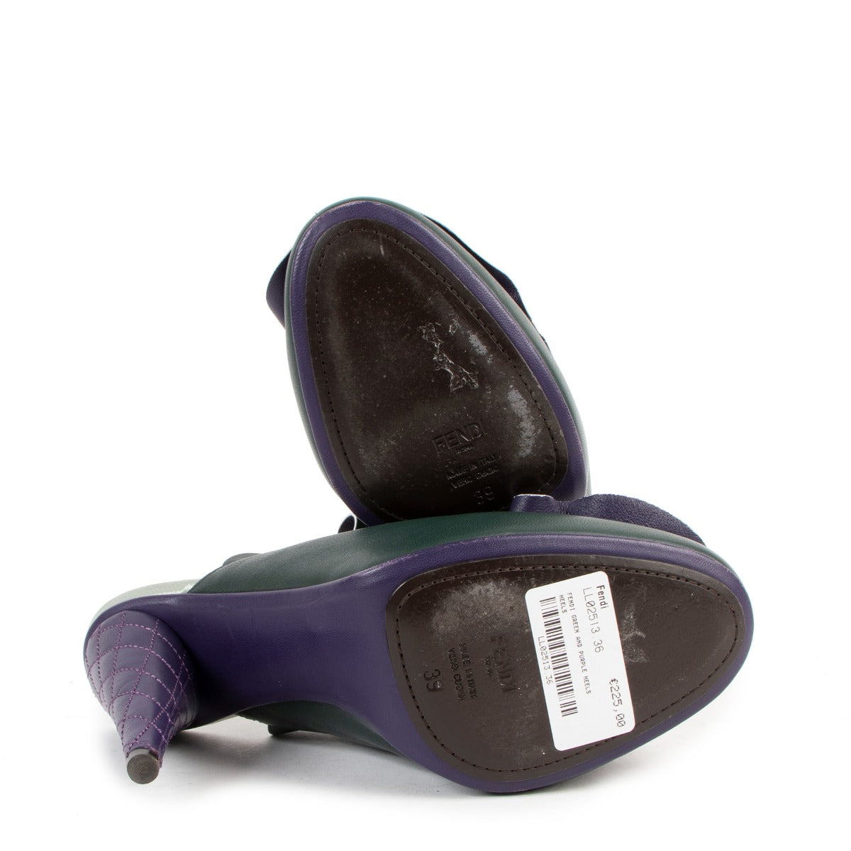 Fendi Green & Purple Wave Ruffle Front Mules
