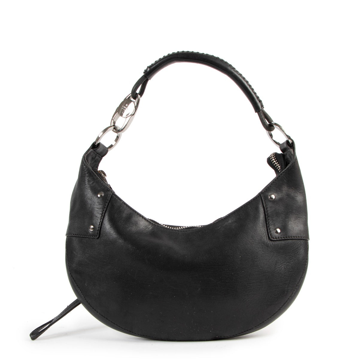 Gucci Black Leather Vintage Hobo Shoulder Bag